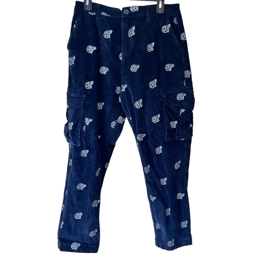 Odd Future All Over Embroidered Black Corduroy Cargo Pants